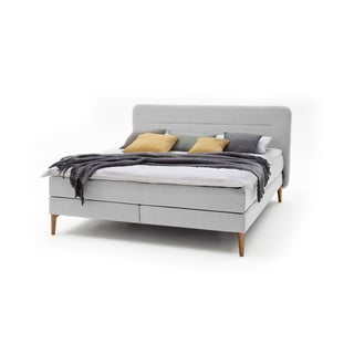 Gaiši pelēka mīkstā divguļamā gulta ar matraci Meise Möbel Massello, 180 x 200 cm