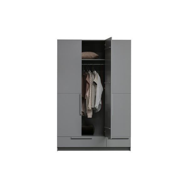 Pelēks priedes masīvkoka moduļu drēbju skapis 142x215 cm Pure – WOOOD-image-4