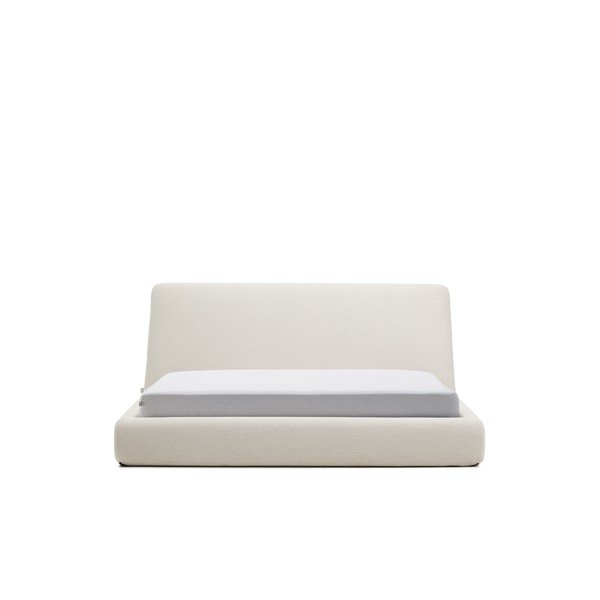 Bēša polsterēta divvietīga gulta bez režģa 180x200 cm Martina – Kave Home-image-4