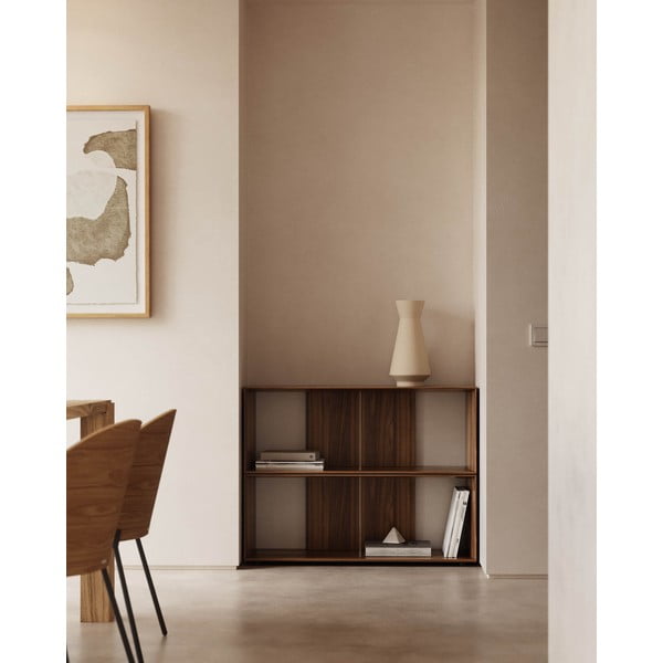 Dabīga toņa modulārā plauktu sistēma ar riekstkoka imitāciju (2 gab.) 101x76 cm Litto – Kave Home-image-1