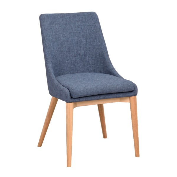 Zils polsterēts ēdamistabas krēsls ar brūnām kājām Rowico Bea