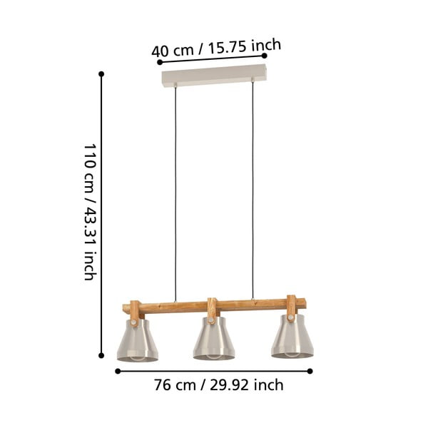 Sudraba krāsas/dabīga toņa piekaramā lampa ar metāla abažūru CAWTON – EGLO-image-2