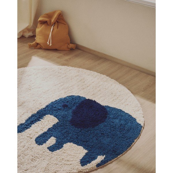 Ziloņkaula krāsas mazgājams/ar rokām darināts kokvilnas bērnu paklājs ø100 cm Tandani – Kave Home-image-1