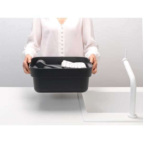 Tumši pelēka plastmasas trauku mazgāšanas bļoda ar žāvētāju SinkSide – Brabantia-image-1