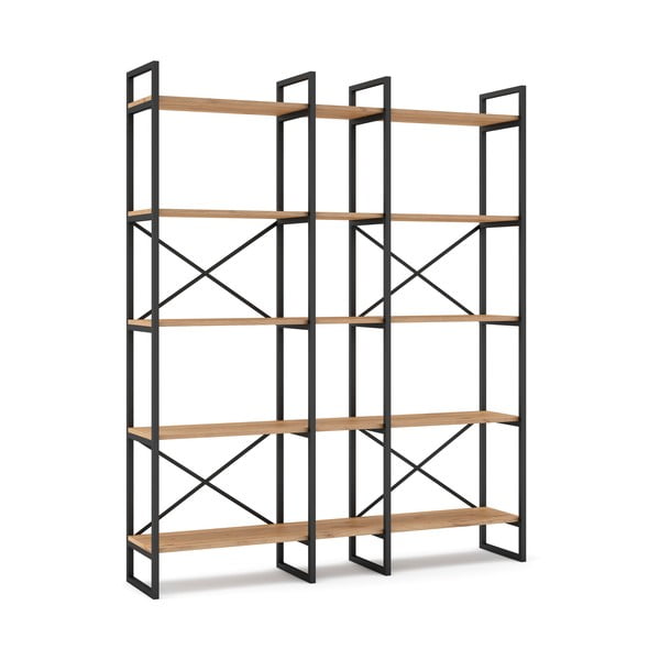 Melns/dabīga toņa ozolkoka imitācijas plaukts 144x175 cm Dusan – Marckeric-image-3