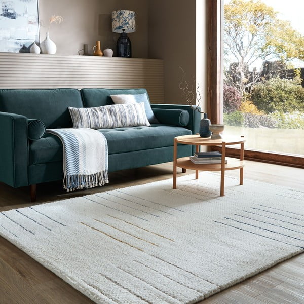 Krēmkrāsas ar rokām darināts vilnas paklājs 200x290 cm Dottie Geometric – Flair Rugs-image-1