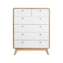 Balta/dabīga toņa augsta kumode ar ozolkoka imitāciju 81x104 cm Caitlin – Støraa