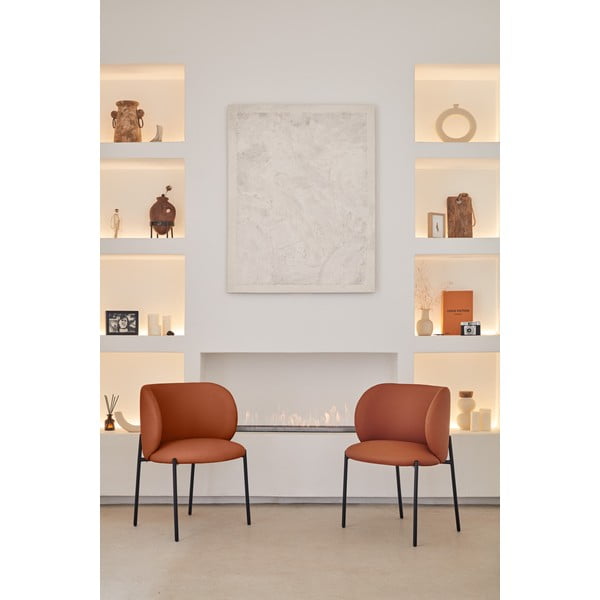 Oranži polsterēti ēdamistabas krēsli (2 gab.) Mogi – Teulat-image-2