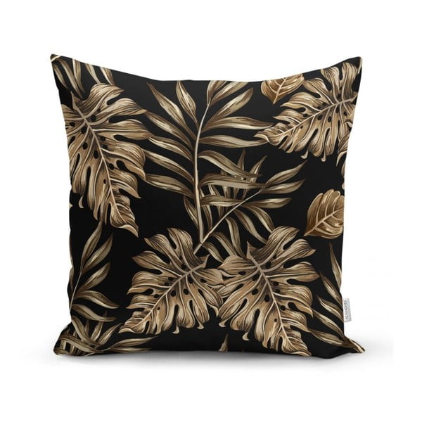 Spilvena pārvalks Minimalist Cushion Covers Golden Leafes With Black BG, 45 x 45 cm
