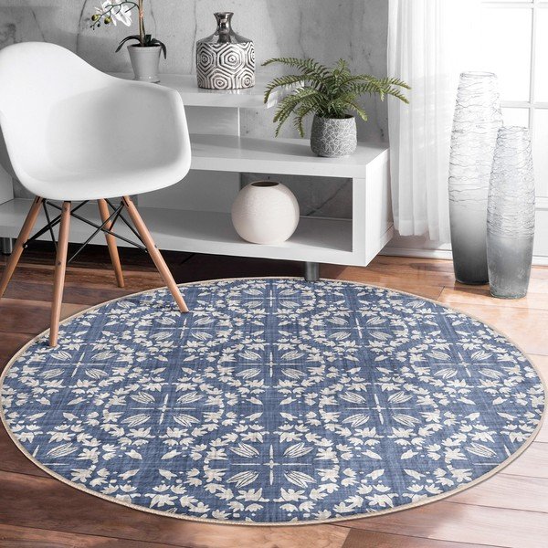 Zils mazgājams robotu putekļu sūcējiem piemērots apaļš paklājs ø 100 cm Comfort – Mila Home-image-4