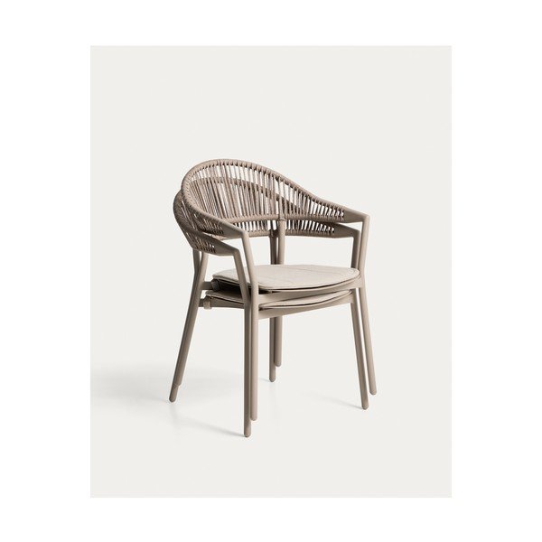 Pelēkbrūns polsterēts dārza krēsls Alimia – Kave Home-image-3