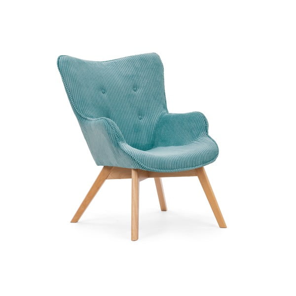 Tirkīzzils velveta atpūtas krēsls ar kāju balstu Niko – Ropez-image-4