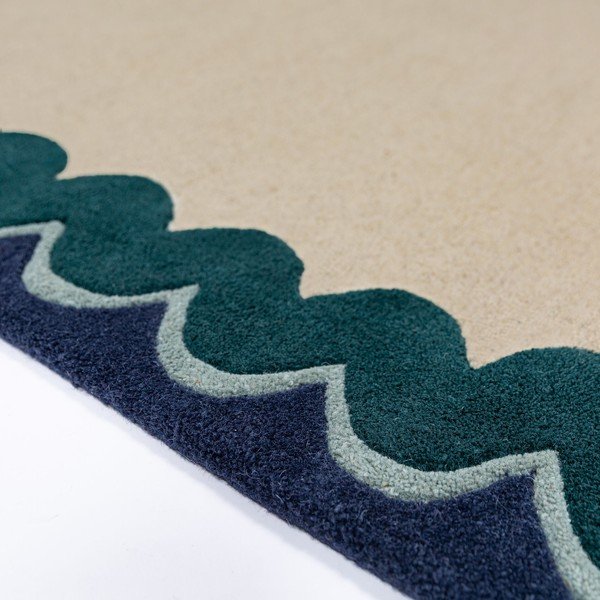 Dabīga toņa/zilganzaļš ar rokām darināts vilnas celiņa paklājs 80x230 cm Wiggle Wool – Flair Rugs-image-3