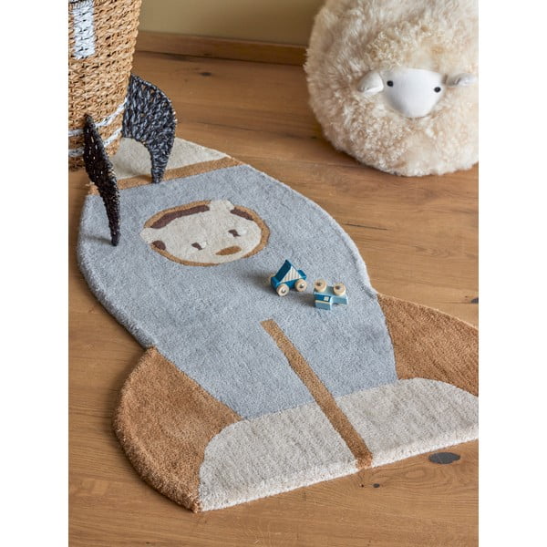 Zils/brūns vilnas bērnu paklājs 60x100 cm Space – Bloomingville Mini-image-1