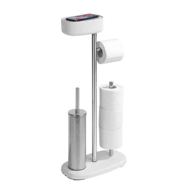 Balts/sudraba krāsas nerūsējošā tērauda tualetes papīra turētājs ar statīvu Rivazza – Wenko-image-4