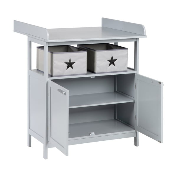 Pelēka bērnu kumode ar pārtinamo galdiņu 87x100x75 cm Hamburg – Roba-image-2