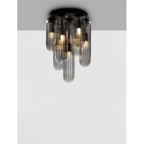 Pelēka stikla griestu lampa ar stikla abažūru Gustave – Nova Luce-image-4