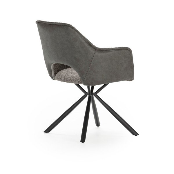 Pelēki polsterēti ēdamistabas krēsli ar roku balstiem (2 gab.) Mariel – Marckeric-image-3