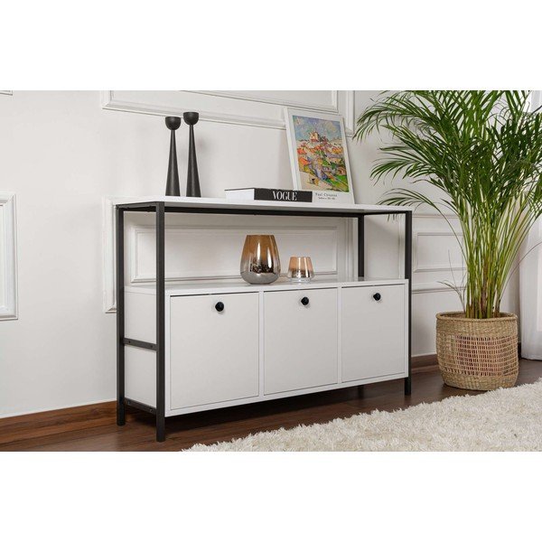 Balts matēts konsoles galds 29,5x120 cm Solace – Kalune Design-image-1