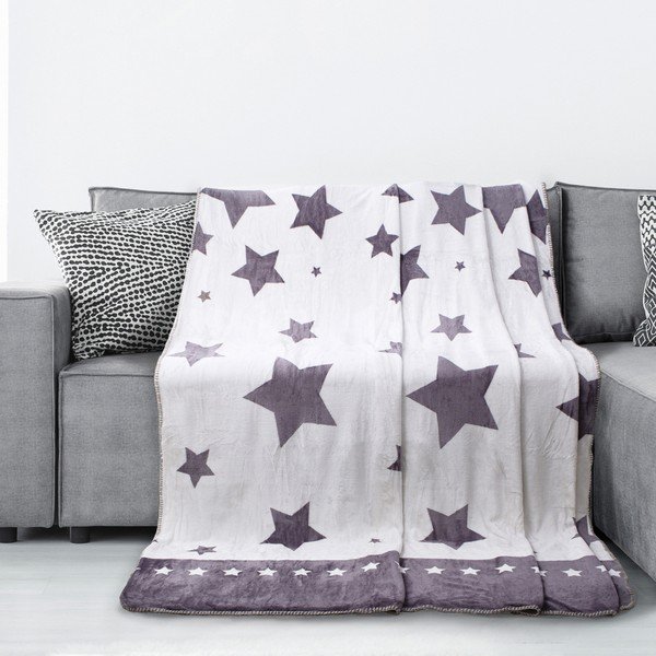 Balta un pelēka mikrošķiedras sega AmeliaHome Starlight, 70 x 150 cm-image-2