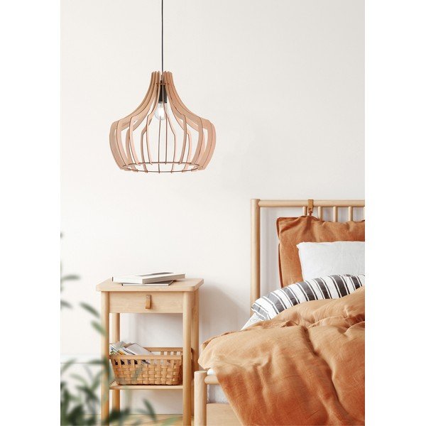 Gaiši brūna piekaramā lampa no koka un metāla Reality Wood, augstums 150 cm-image-2
