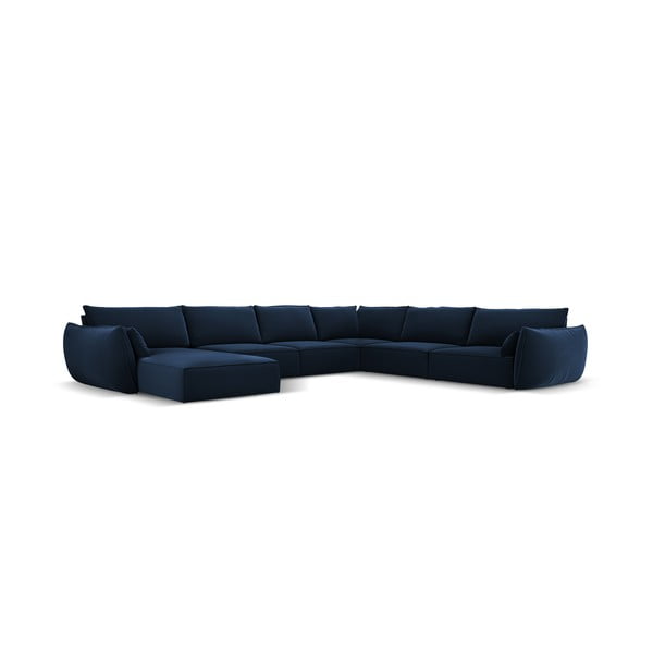 Tumši zils samta stūra dīvāns (ar labo stūri/U veida) Vanda – Mazzini Sofas-image-2