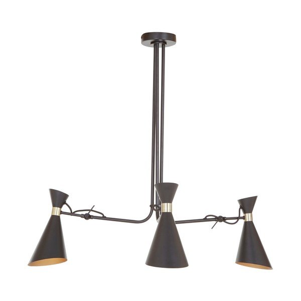 Melna/zelta krāsas metāla piekaramā lampa ar metāla abažūru Linox – Premier Housewares