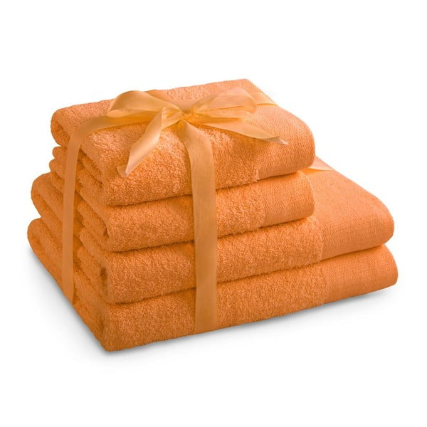 Oranži frotē kokvilnas dvieļu komplekts (4 gab.) Amari – AmeliaHome
