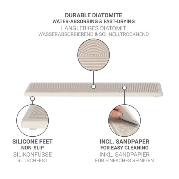 Bēšs diatomīta trauku žāvēšanas paliktnis 30x8 cm Damon – Wenko-image-4