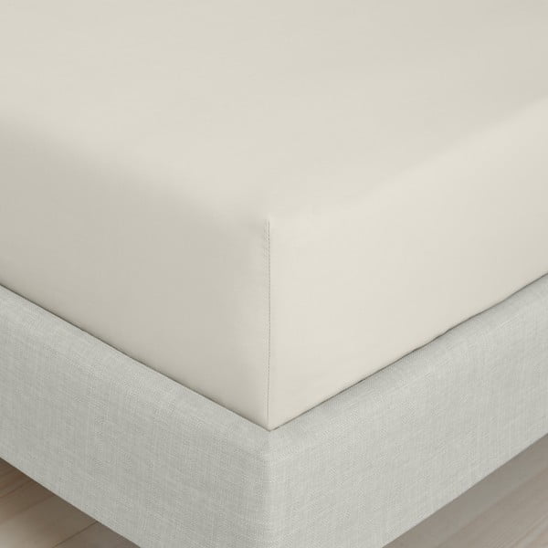 Bēšs palags no kokvilnas perkala ar gumiju 185x200 cm Cotton Percale – Bianca-image-3