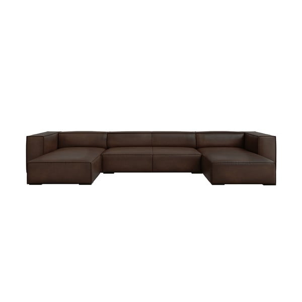 Tumši brūns ādas stūra dīvāns (U veida) Madame – Windsor & Co Sofas