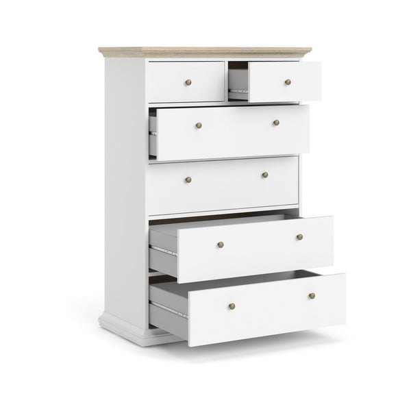 Balta kumode ar ozolkoka imitāciju Tvilum Paris, 96 x 140 cm-image-4