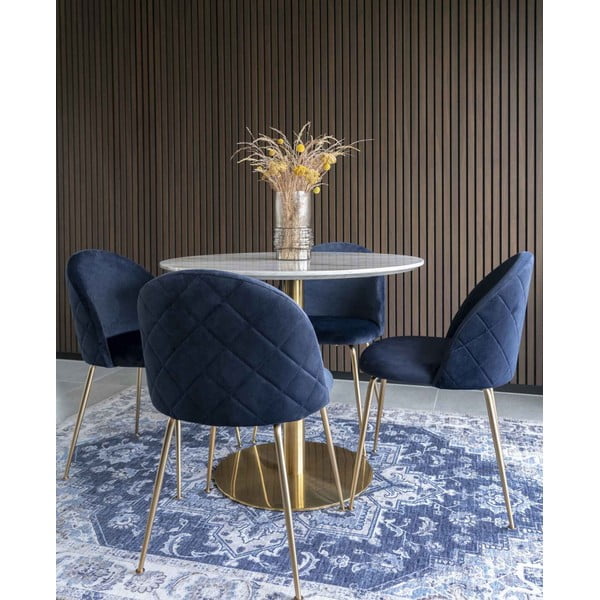 Zili/zelta krāsas samta pusdienu krēsli (2 gab.) Geneve – House Nordic-image-1