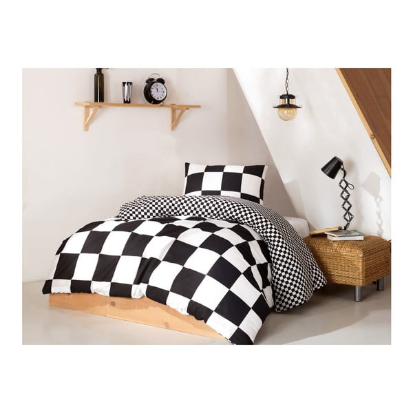 Kokvilnas gultasveļas komplekts ar vienvietīgu gultas pārklāju Prune, 160 x 220 cm