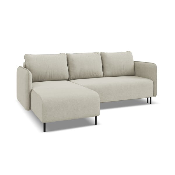 Bēšs salokāms/ar uzglabāšanas vietu stūra dīvāns (ar kreiso stūri) Luana – Makamii-image-4