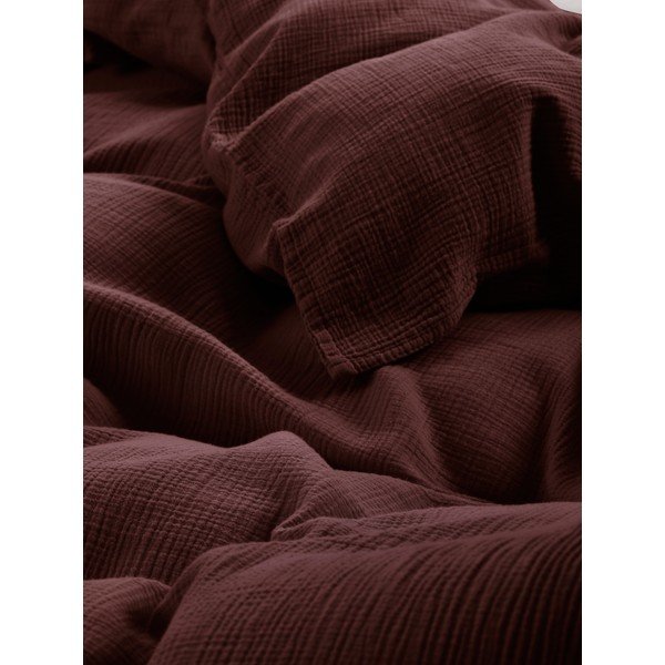 Tumši brūna vienguļamā muslīna gultas veļa 140x200 cm Amilia – Jotex-image-3