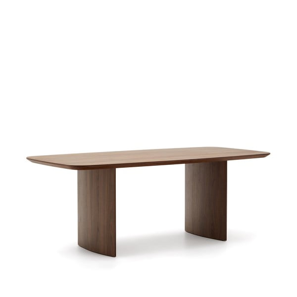 Brūns ēdamgalds ar riekstkoka imitāciju 100x200 cm Litto – Kave Home-image-4