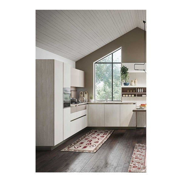 Ļoti izturīgs virtuves celiņš Webtappeti Lovely Rosso, 55 x 140 cm
