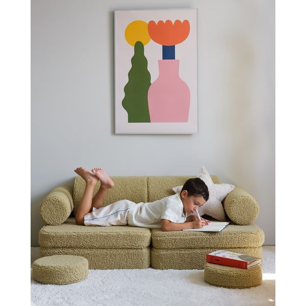 Zaļš bērnu dīvāns no buklē auduma 132 cm Settee – Wigiwama-image-4