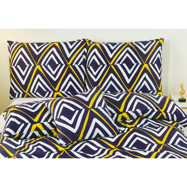 Tumši zila vienguļamā sešdaļīga gultas veļa no mikrosatīna 140x200 cm Dylan – My House-image-1