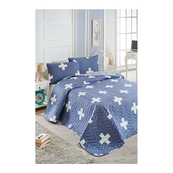 Stepēts pārklājs divguļamai gultai ar spilvendrānām Cosmic, 200 x 220 cm