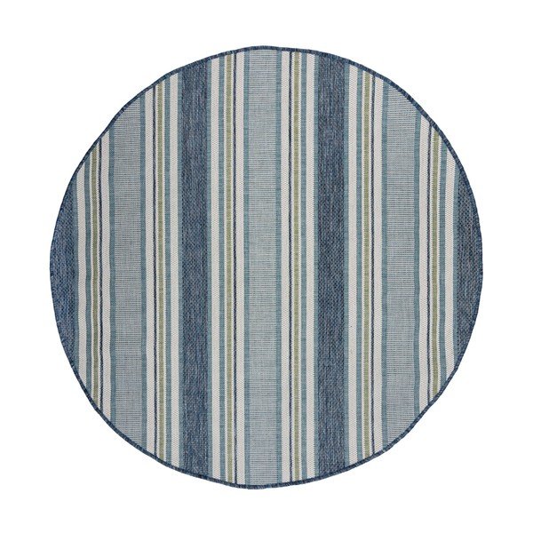 Zilganzaļš apaļš iekštelpu un āra paklājs ø 160 cm Roma Stripe – Flair Rugs