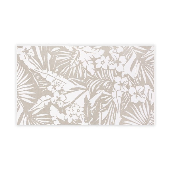 Bēši balts kokvilnas vannasistabas paklājiņš Foutastic Floral, 100 x 180 cm