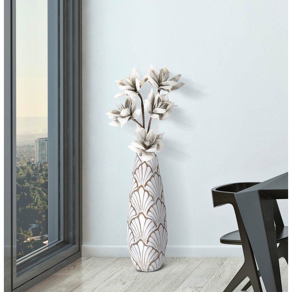 Balta polirezīna augsta vāze 55 cm Panama – Mauro Ferretti-image-1