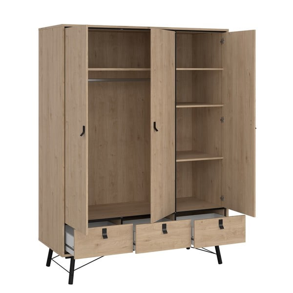 Dabīga toņa drēbju skapis ar ozolkoka imitāciju 150x200 cm Ry – Tvilum-image-4