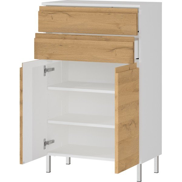 Balts zems vannas istabas skapītis ar ozolkoka imitāciju 60x97 cm Torrance – Germania-image-2