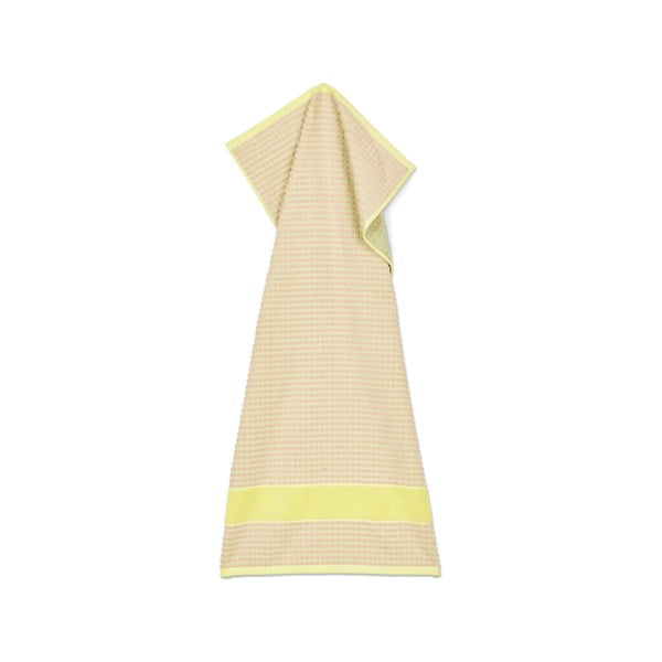 Dzeltens/rozā frotē dvielis no organiskās kokvilnas  50x100 cm Check – JUNA-image-2