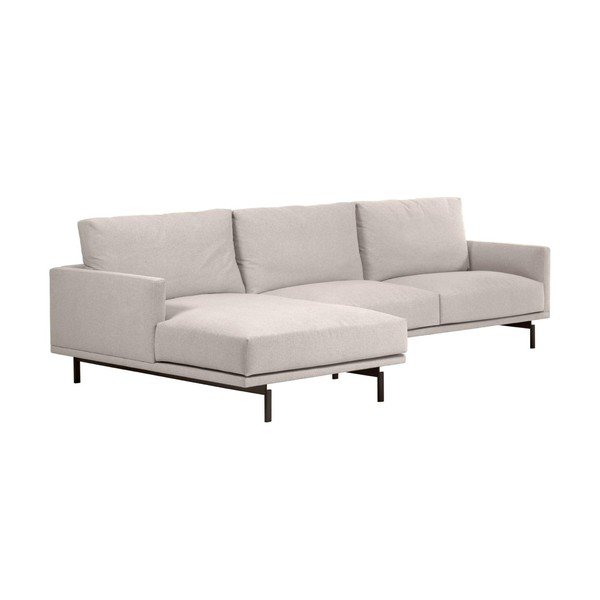 Bēšs stūra dīvāns no šenila auduma (ar kreiso stūri/ar zvilni) Galene – Kave Home-image-1