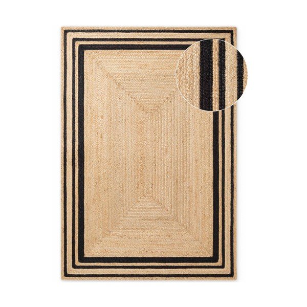 Melns/dabīga toņa divpusējs/ar rokām darināts džutas paklājs 120x170 cm Jutta – Hanse Home