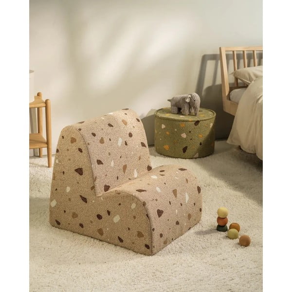 Gaiši brūns bērnu atpūtas krēsls no buklē/šenila auduma Terrazzo Cloud – Wigiwama-image-3